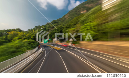 A Hong Kong streets view timelapse from open-top touristic bus during Hong Kong island's touring A Hong Kong streets view timelapse from open-top touristic bus during Hong Kong island's touring 131850610