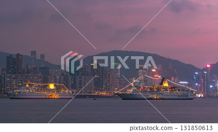 Hong Kong city day to night, view from kowloon bay downtown timelapse Hong Kong city day to night, view from kowloon bay downtown timelapse 131850613