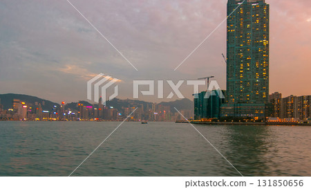 View from Star Ferry through Victoria Harbour timelapse hyperlapse, with the skyline of Hong Kong as backdrop View from Star Ferry through Victoria Harbour timelapse hyperlapse, with the skyline of Hong Kong as backdrop 131850656