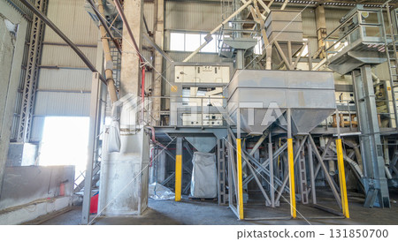 Electrical mill machinery and elevator for the production of seeds timelapse hyperlapse. Grain equipment. 131850700