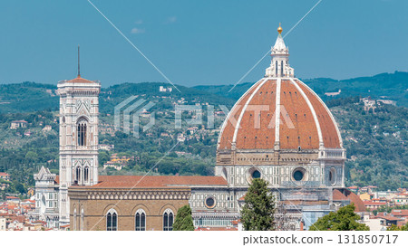 Duomo Santa Maria Del Fiore timelapse and Bargello from Boboli Garden in Florence, Tuscany, Italy Duomo Santa Maria Del Fiore timelapse and Bargello from Boboli Garden in Florence, Tuscany, Italy 131850717