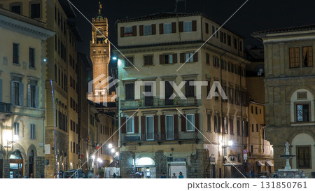 Panoramic view of Piazza Santa Croce night timelapse in Florence, Tuscany, Italy Panoramic view of Piazza Santa Croce night timelapse in Florence, Tuscany, Italy 131850761