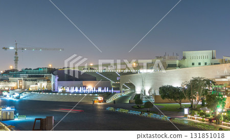 Amphitheater in Katara cultural village night timelapse, Doha Qatar 131851018