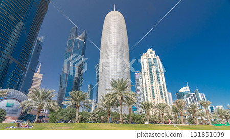 The skyline of Doha seen from Park timelapse hyperlapse, Qatar 131851039