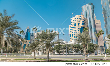 The skyline of Doha seen from Park timelapse, Qatar 131851043