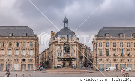 Place de la Bourse timelapse hyperlapse in Bordeaux, France, with the Fountain Place de la Bourse timelapse hyperlapse in Bordeaux, France, with the Fountain 131851243