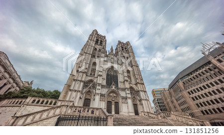 Hyperlapse of the Brussels Cathedral of St. Michael and St. Gudula, Belgium. Hyperlapse of the Brussels Cathedral of St. Michael and St. Gudula, Belgium. 131851256