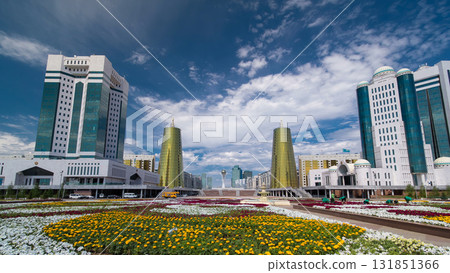 The building of the Senate of the government of the Republic of Kazakhstan timelapse hyperlapse in Astana 131851366