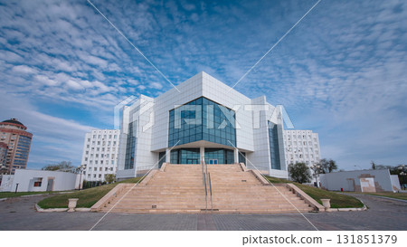 Modern buildings in city Atyrau timelapse hyperlapse. Modern buildings in city Atyrau timelapse hyperlapse. 131851379