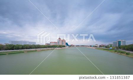 Modern houses on the riverside Ural in city Atyrau timelapse hyperlapse Modern houses on the riverside Ural in city Atyrau timelapse hyperlapse 131851387