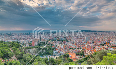 Panorama of Barcelona timelapse, Spain, viewed from the Bunkers of Carmel Panorama of Barcelona timelapse, Spain, viewed from the Bunkers of Carmel 131851405
