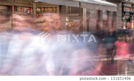 La Rambla street in Barcelona timelapse, Spain. 131851406