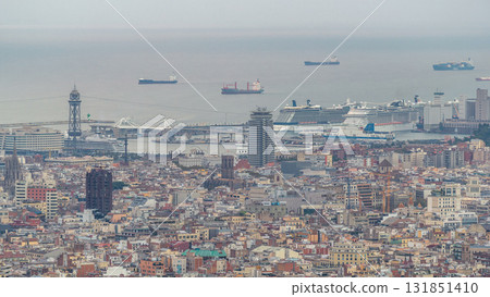 Panorama of Barcelona timelapse, Spain, viewed from the Bunkers of Carmel Panorama of Barcelona timelapse, Spain, viewed from the Bunkers of Carmel 131851410