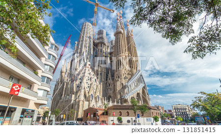 Sagrada Familia, a large Roman Catholic church in Barcelona, Spain timelapse hyperlapse Sagrada Familia, a large Roman Catholic church in Barcelona, Spain timelapse hyperlapse 131851415