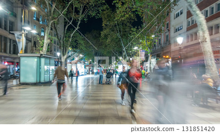 La Rambla street in Barcelona night timelapse hyperlapse, Spain. La Rambla street in Barcelona night timelapse hyperlapse, Spain. 131851420