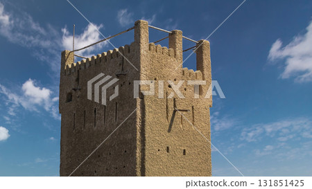 Watch tower of Ajman timelapse. United Arab Emirates Watch tower of Ajman timelapse. United Arab Emirates 131851425