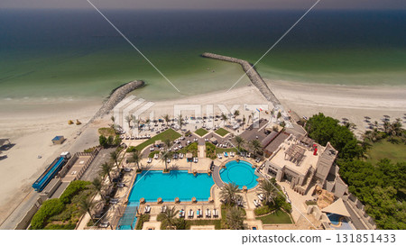 Beautiful area of beach in Ajman timelapse near the turquoise waters of Arabian Gulf. Beautiful area of beach in Ajman timelapse near the turquoise waters of Arabian Gulf. 131851433