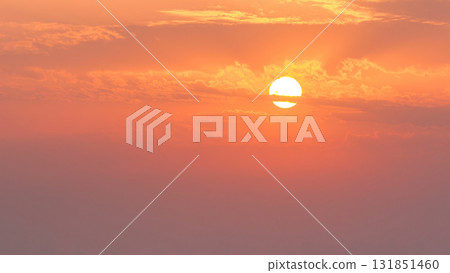 Sunset in Ajman aerial view from rooftop timelapse. United Arab Emirates. 131851460