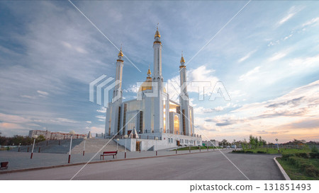 Mosque Nur Gasyr in the city of Aktobe timelapse hyperlapse. Kazakhstan Mosque Nur Gasyr in the city of Aktobe timelapse hyperlapse. Kazakhstan 131851493