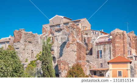 Terme di Caracalla in beautiful town of Albano Laziale timelapse hyperlapse, Italy 131851514
