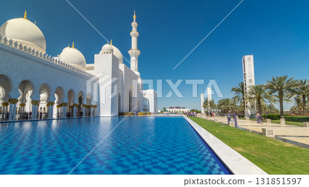 Sheikh Zayed Grand Mosque timelapse hyperlapse in Abu Dhabi, the capital city of United Arab Emirates Sheikh Zayed Grand Mosque timelapse hyperlapse in Abu Dhabi, the capital city of United Arab Emirates 131851597