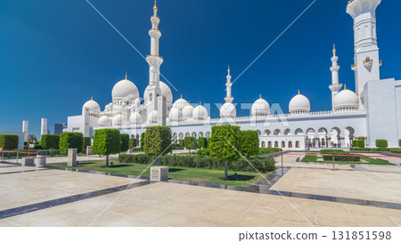 Sheikh Zayed Grand Mosque timelapse hyperlapse in Abu Dhabi, the capital city of United Arab Emirates 131851598