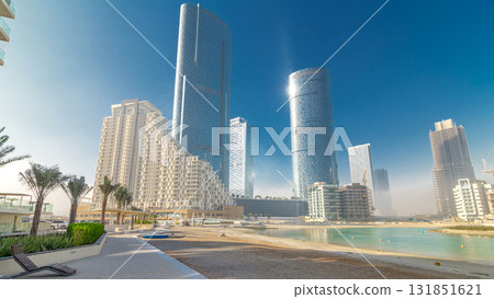 Buildings on Al Reem island in Abu Dhabi timelapse hyperlapse 131851621