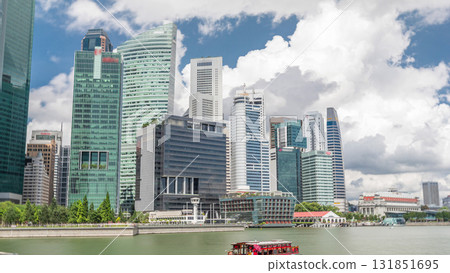 Business Financial Downtown City and Skyscrapers Tower Building at Marina Bay timelapse hyperlapse, Singapore, Business Financial Downtown City and Skyscrapers Tower Building at Marina Bay timelapse hyperlapse, Singapore, 131851695