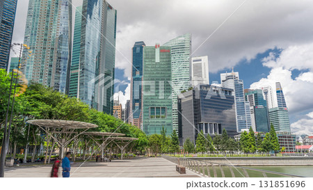 Business Financial Downtown City and Skyscrapers Tower Building at Marina Bay timelapse hyperlapse, Singapore, 131851696