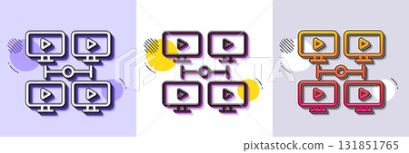 Virtual conference line icon. Halftone dotted pattern. Gradient icon with grain shadow. Online training sign. Video team presentation symbol. Line video conference icon. Various designs. Vector Virtual conference line icon. Halftone dotted pattern. Gradient icon with grain shadow. Online training sign. Video team presentation symbol. Line video conference icon. Various designs. Vector 131851765