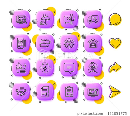 Search employee, Text message and Home insurance line icons. App 3d buttons. Social media comment, share, like icons. Pack of 24h service, Wholesale goods, Artificial intelligence icon. Vector Search employee, Text message and Home insurance line icons. App 3d buttons. Social media comment, share, like icons. Pack of 24h service, Wholesale goods, Artificial intelligence icon. Vector 131851775