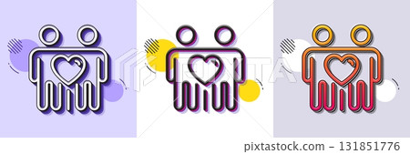 Friends couple line icon. Halftone dotted pattern. Gradient icon with grain shadow. Friendship sign. Assistance business symbol. Line friends couple icon. Various designs. Vector Friends couple line icon. Halftone dotted pattern. Gradient icon with grain shadow. Friendship sign. Assistance business symbol. Line friends couple icon. Various designs. Vector 131851776