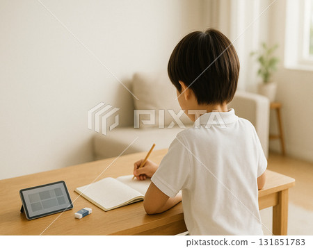 Sunday morning, concentration: elementary school students' home study 131851783