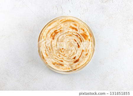 Traditional Indian paratha on white background. Indian food. Top view.  131851855