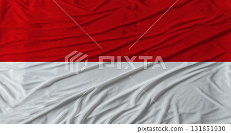 Monegasque flag waving. Flag of Monaco with cloth texture Monegasque flag waving. Flag of Monaco with cloth texture 131851930