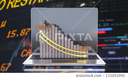 The Chart for Profit and costs for Business concept 3d Rendering. 131852091