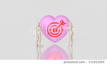 The Heart and blue eye target for romance or love concept 3d Rendering. 131852093