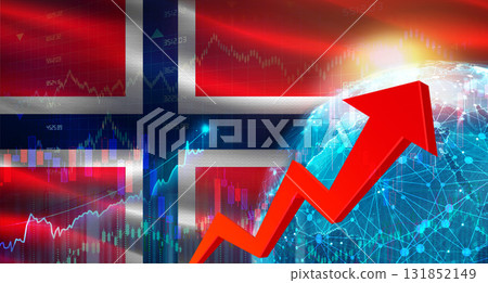 Global financial growth with Norway flag. Financial growth with Norway flag on economic background Global financial growth with Norway flag. Financial growth with Norway flag on economic background 131852149