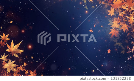 美麗的畫面,繁星點點的夜空和金色的楓葉裝飾著螢幕的角落。 美麗的畫面,繁星點點的夜空和金色的楓葉裝飾著螢幕的角落。 131852258