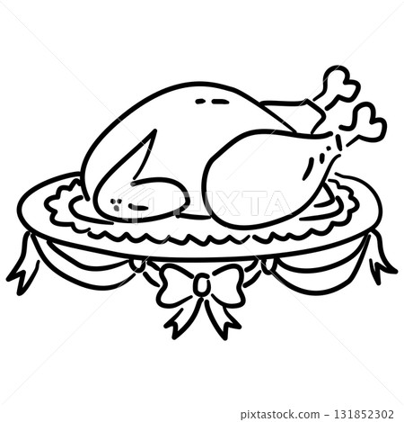 Roast Turkey Line Art with Bow Coquette Thanksgiving Dinner Outline Illustration for Fall Feast Autumn Kitchen Decor and Holiday Celebration Design Roast Turkey Line Art with Bow Coquette Thanksgiving Dinner Outline Illustration for Fall Feast Autumn Kitchen Decor and Holiday Celebration Design 131852302