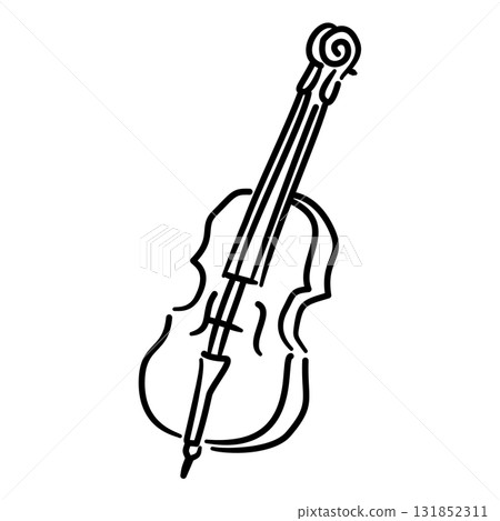 Elegant Violin Line Art Minimal Music Instrument Outline Illustration for Classical Concert Symphony Orchestra Coquette Aesthetic Wall Art and Romantic Design 131852311