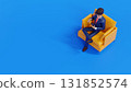 Businessman sit in armchair using smartphone social networks online business market, 3D rendering 131852574
