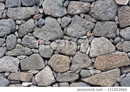 Basalt Stone Volcanic Wall from Rocks. Pico Island. Azores. Portugal 131852668