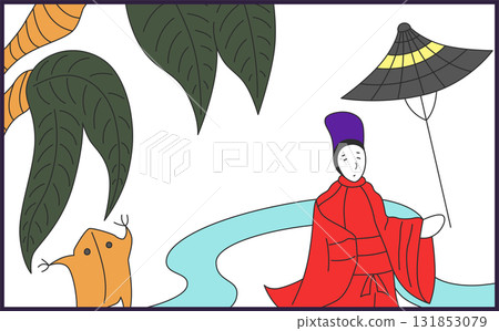 水平花紮單一圖示：栃木和小野道風 131853079