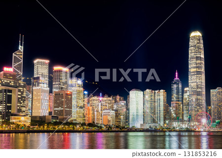 Hong Kong Victoria Harbour Central area at night 131853216