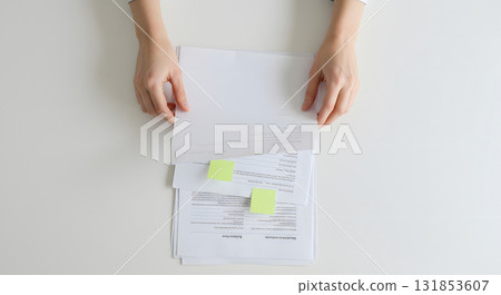 A quiet scene of sorting documents 131853607