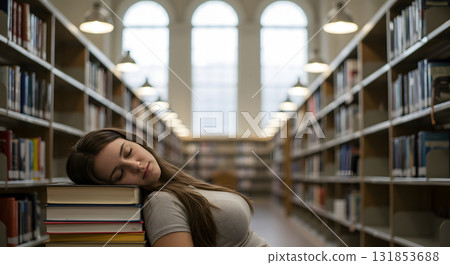 A rest for the inquisitive mind in a dream surrounded by books 131853688