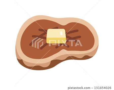 牛排肉圖示插圖,上面塗有黃油 牛排肉圖示插圖,上面塗有黃油 131854026