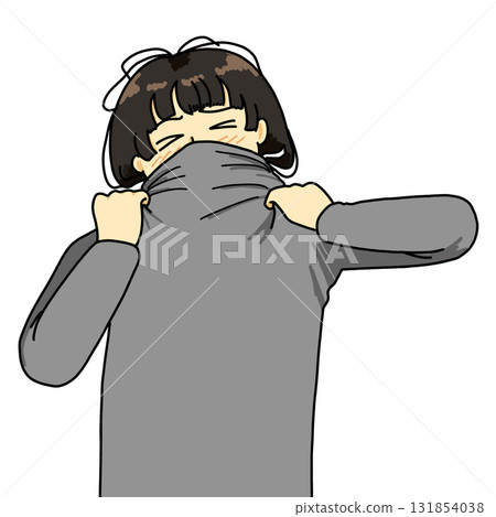 Illustration of a person wearing a turtleneck 131854038