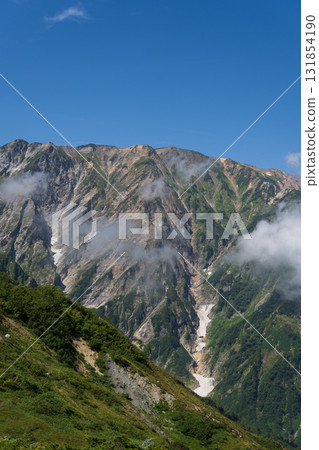 Tengu-no-Atama and snowfields seen from Happo-one / Hakuba Village, Nagano Prefecture, September Tengu-no-Atama and snowfields seen from Happo-one / Hakuba Village, Nagano Prefecture, September 131854190